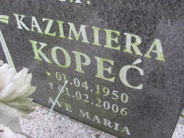 Kazimiera Kopeć 1950 Żagań - Grobonet - Wyszukiwarka osób pochowanych