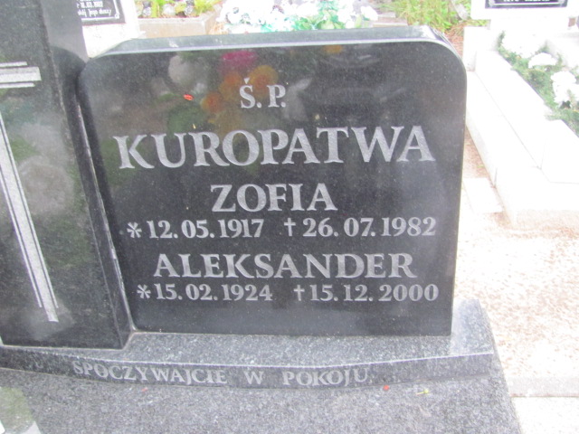 Aleksander Kuropatwa 1924 Żagań - Grobonet - Wyszukiwarka osób pochowanych