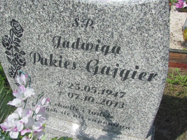 Jadwiga Pakies Gajgier 1947 Żagań - Grobonet - Wyszukiwarka osób pochowanych
